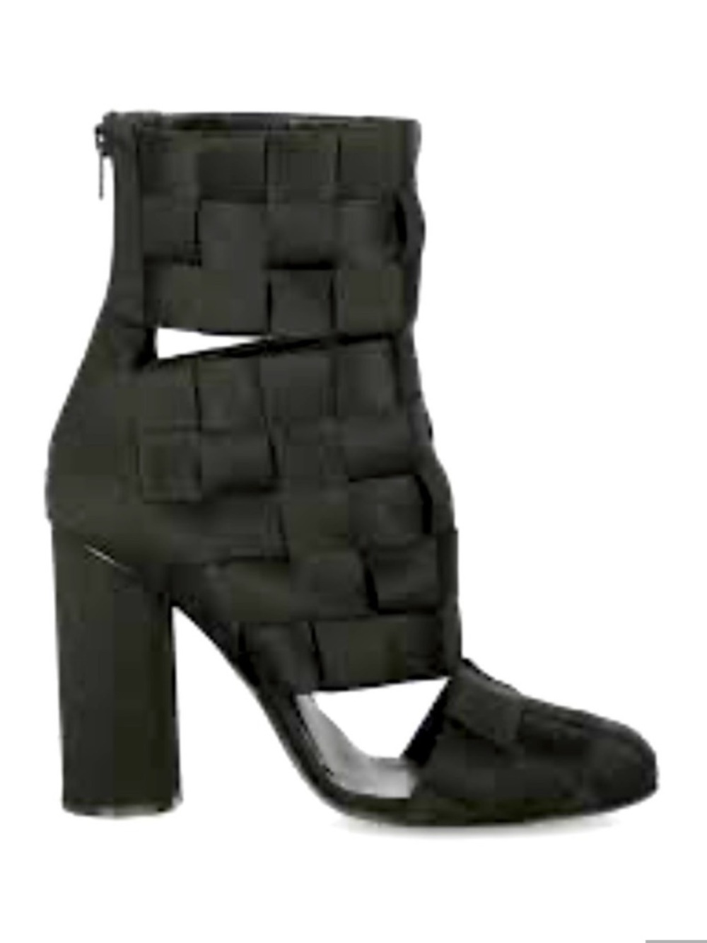 NWOB Marco De Vincenzo Black Woven Satin Basket Weave Heeled Boots